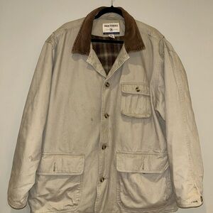 Vintage High Sierra Chore Coat Men's Beige Jacket with Corduroy Collar